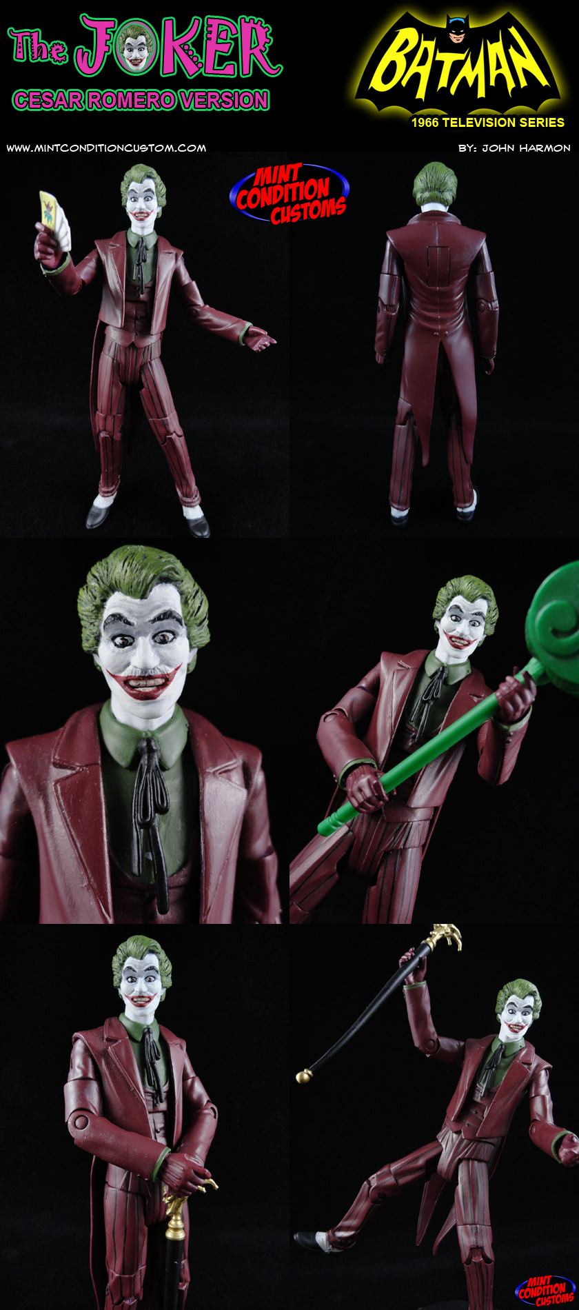 Custom Cesar Romero Joker 1966 Batman Television Show Action Figure