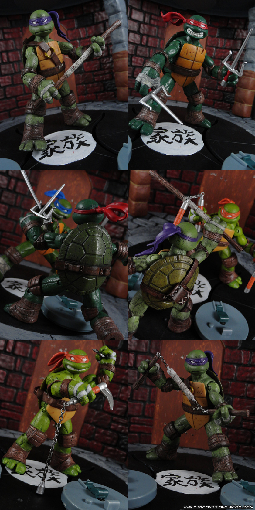 Custom Repainted Nickelodeon Teenage Mutant Ninja Turtles Action Figure Set