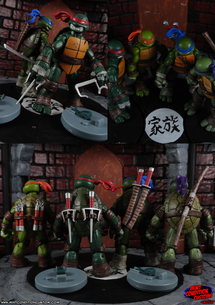 Custom Repainted Nickelodeon Teenage Mutant Ninja Turtles Action Figure Set