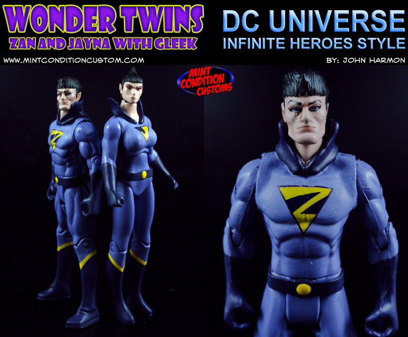 Custom Wonder Twins with Gleek 3 3/4" DC Universe Action Figures