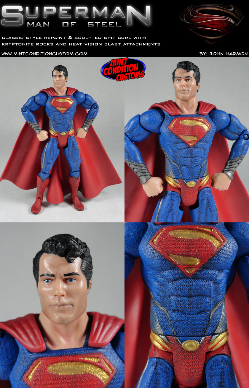 Custom Superman Man of Steel Classic Repaint 6" DC Universe Action Figure