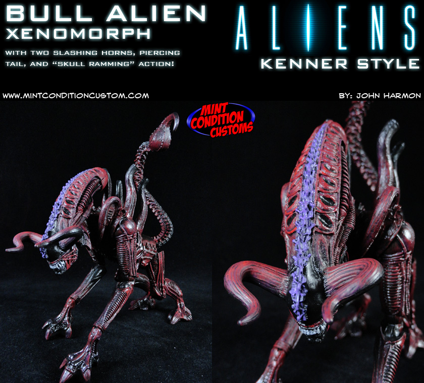 Custom Bull Alien Xenomorph (Kenner Style) Action Figure