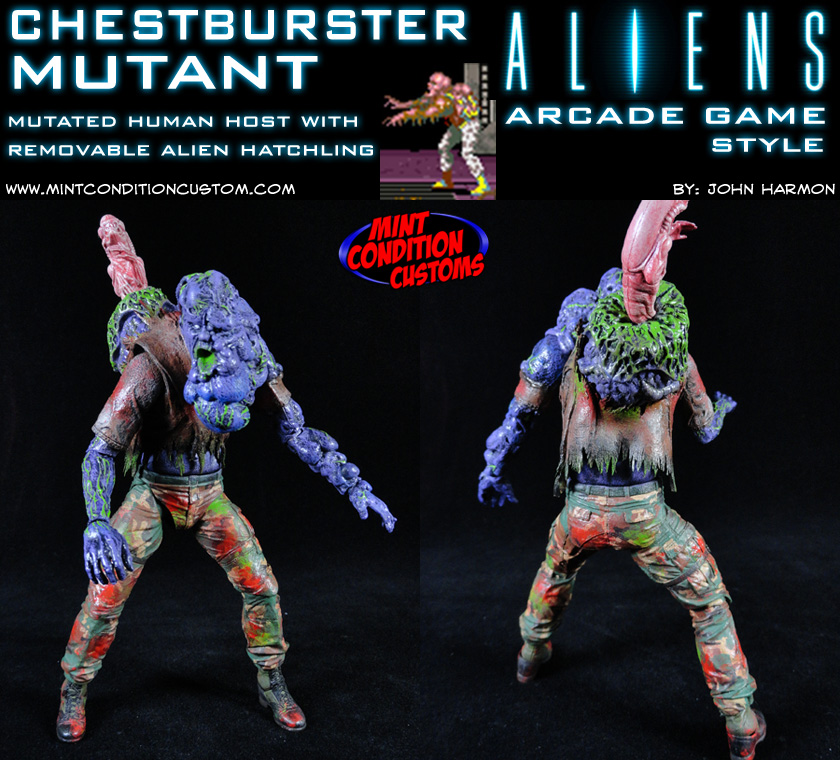 Custom Chestburster Mutant Aliens Arcade Game Action Figure