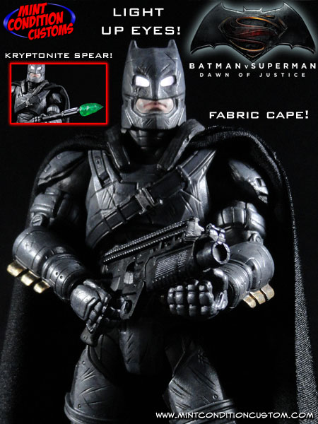 New Custom Figures - Armored Batman with Light Up Eyes and Movie Repaint  Batman! - Mint Condition Customs